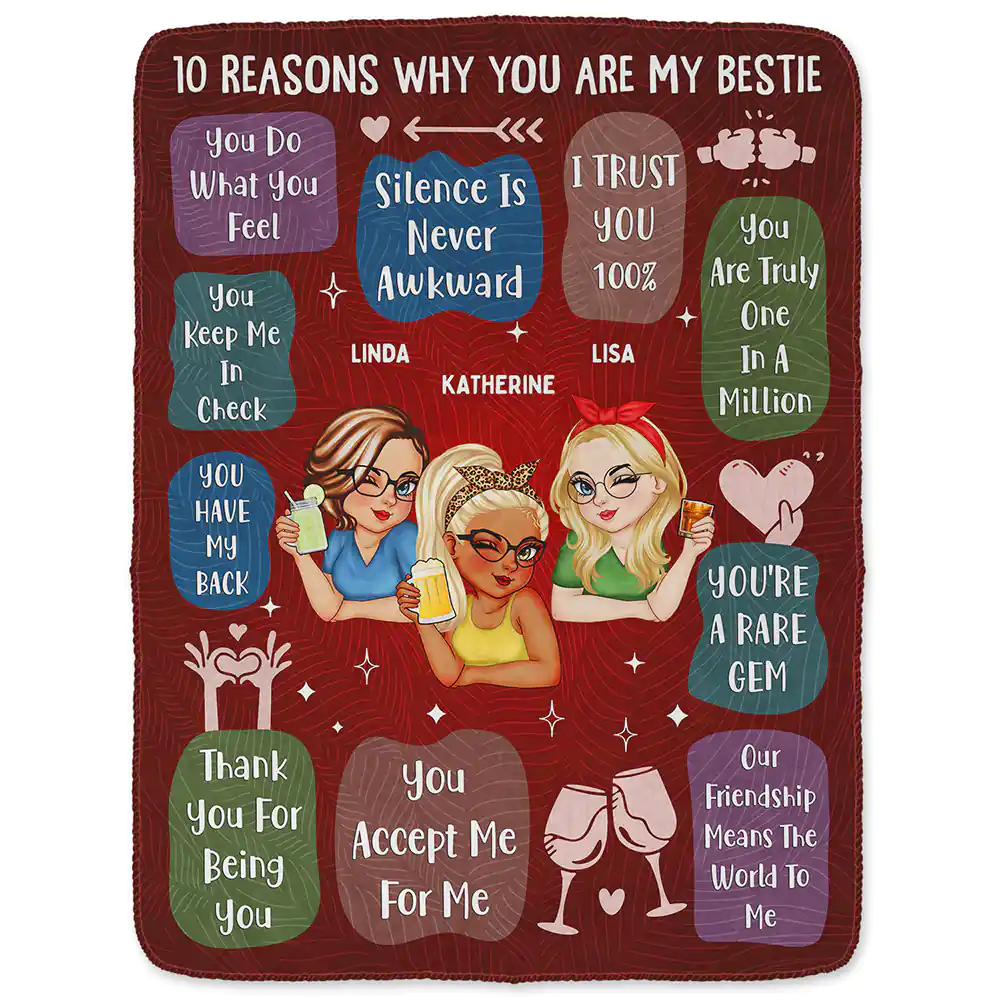10 Reasons Why You Are My Bestie Friendship - Personalized Fleece Blanket, Sherpa Blanket - Image 2