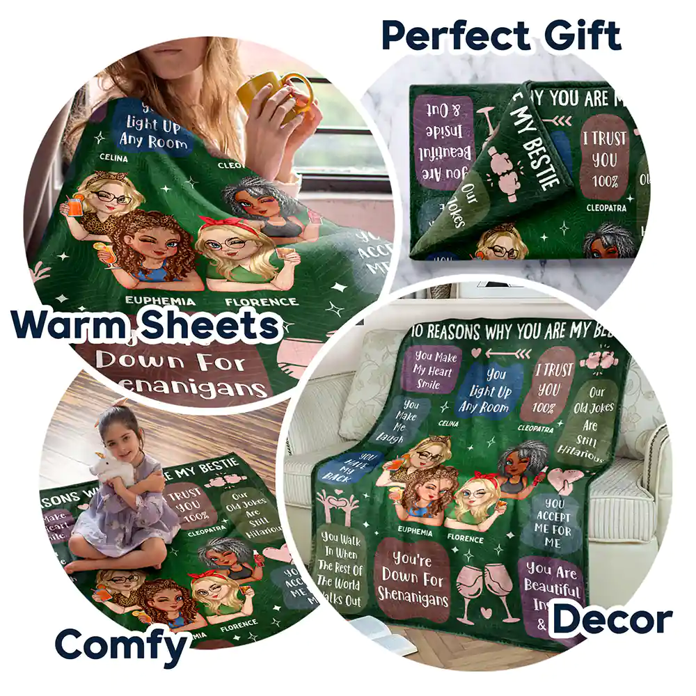 10 Reasons Why You Are My Bestie Friendship - Personalized Fleece Blanket, Sherpa Blanket - Image 8