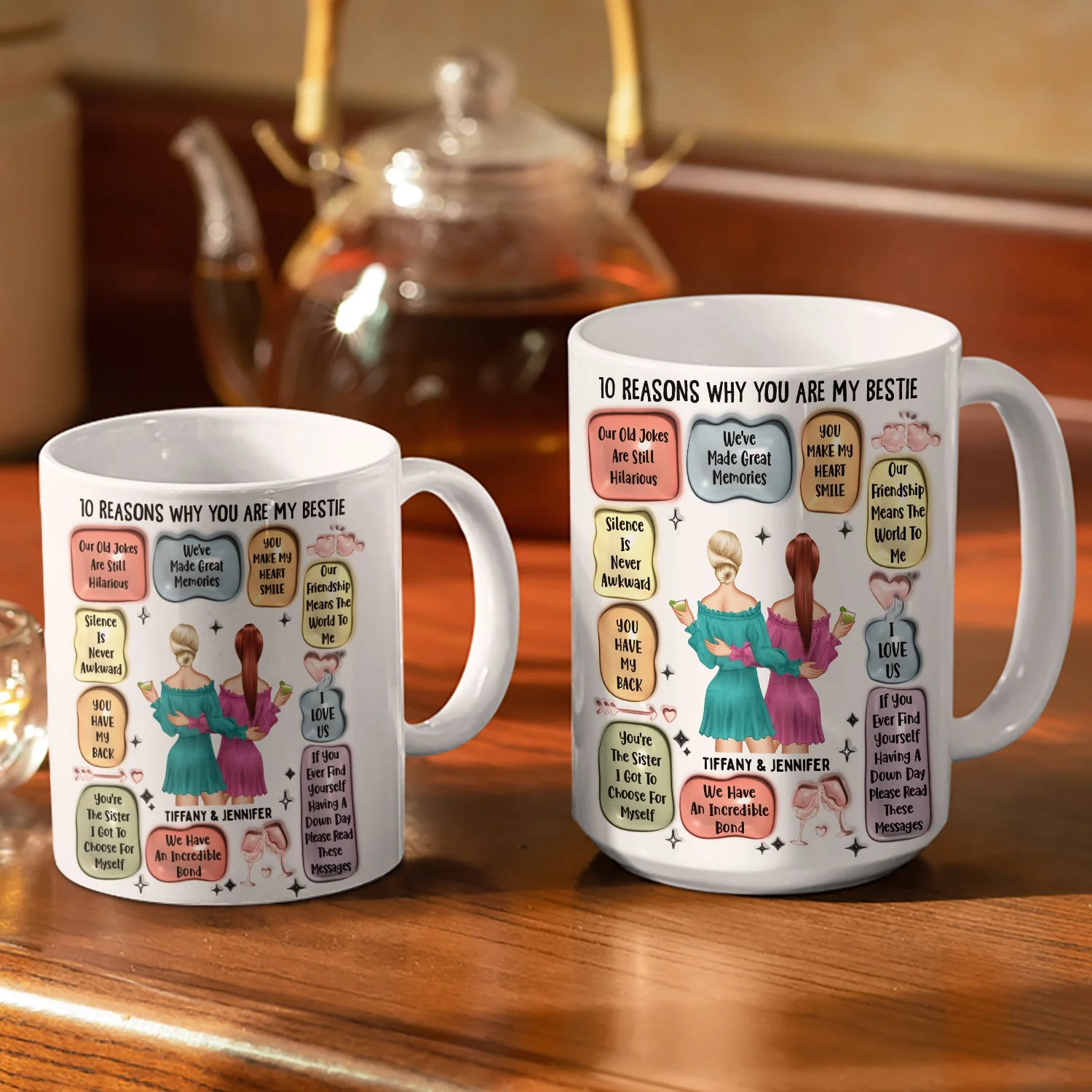 10 Reasons Why You Are My Bestie - Holiday, Birthday, Loving Gift For Friends, Colleagues - 3D Inflated Effect Printed Mug, Personalized White Edge-to-Edge Mug - Image 4