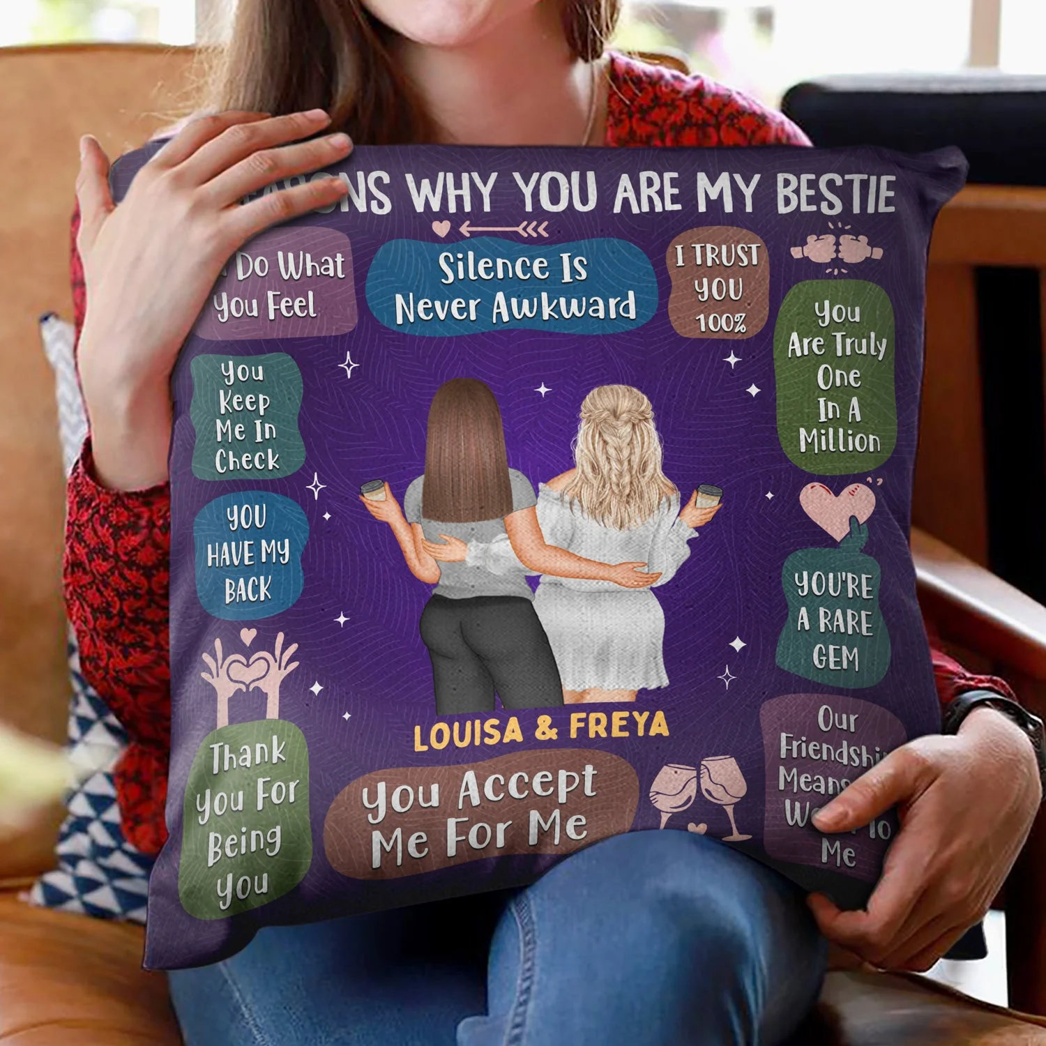 10 Reasons Why You Are My Bestie - Holiday, Birthday, Loving Gift For Friends, Colleagues - Personalized Pillow - Image 3