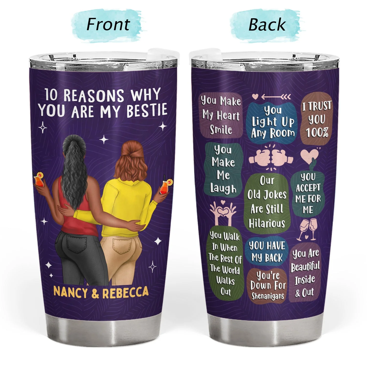 10 Reasons Why You Are My Bestie - Holiday, Birthday, Loving Gift For Friends, Colleagues - Personalized Tumbler - Image 3