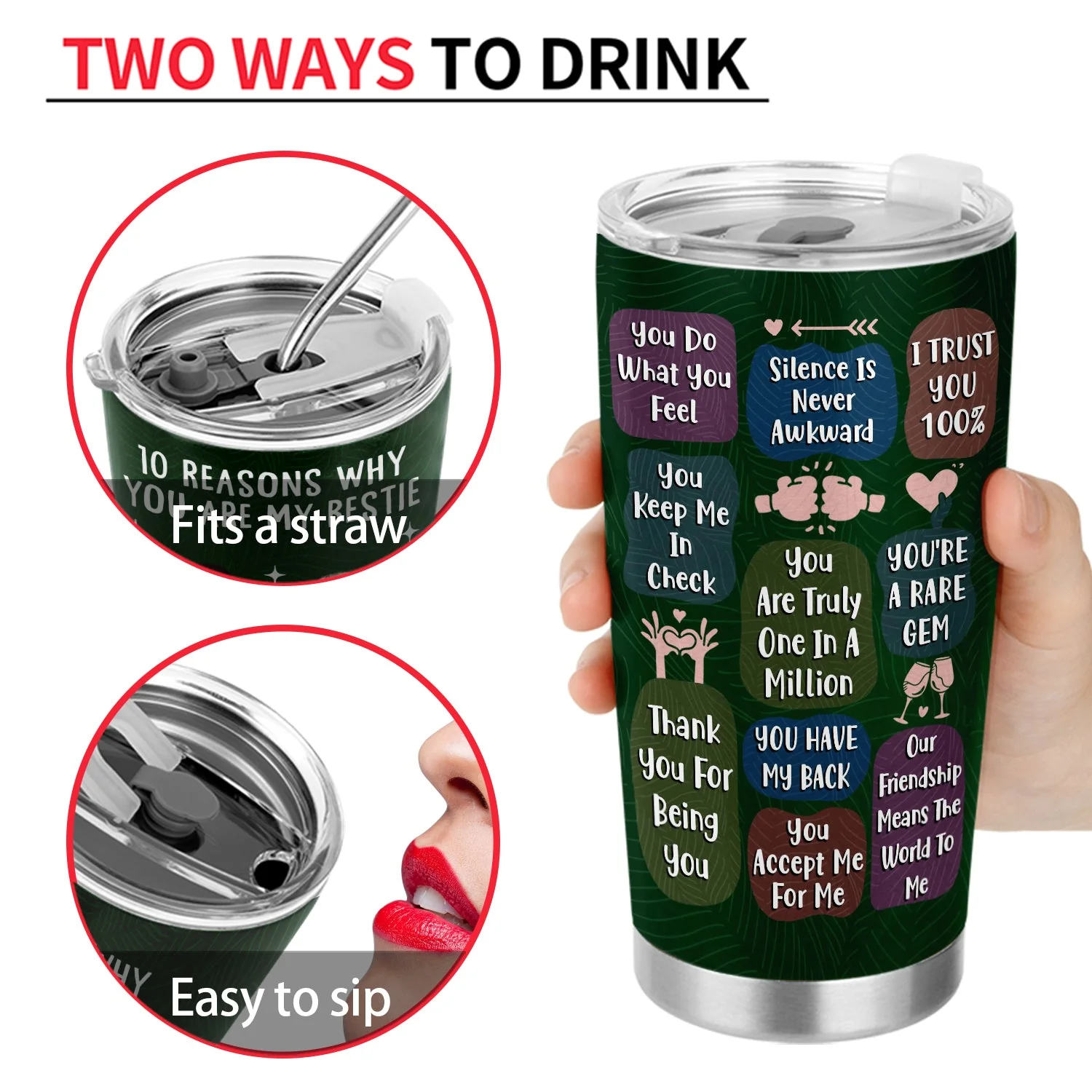 10 Reasons Why You Are My Bestie - Holiday, Birthday, Loving Gift For Friends, Colleagues - Personalized Tumbler - Image 4