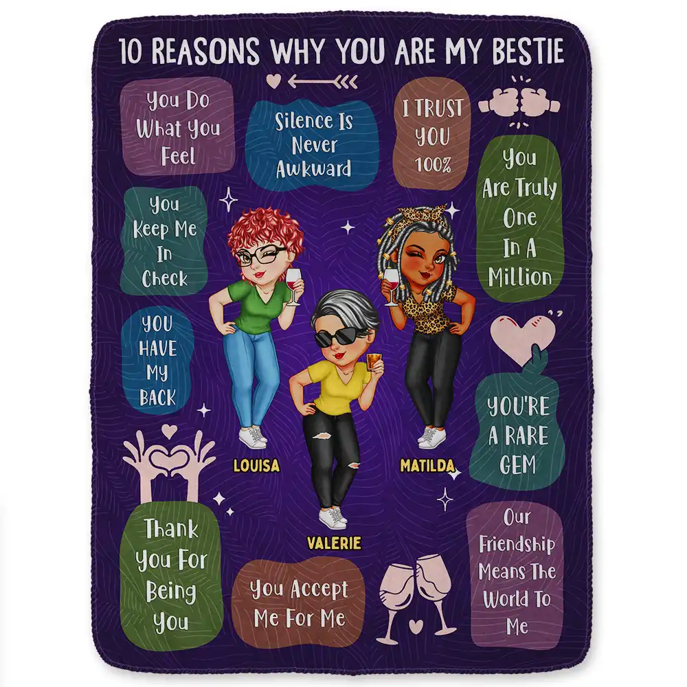 10 Reasons Why You Are My Bestie - Personalized Fleece Blanket, Sherpa Blanket - Image 2