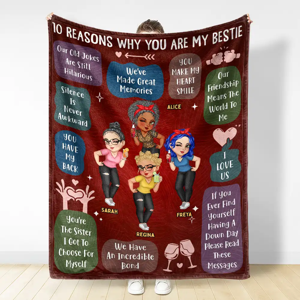 10 Reasons Why You Are My Bestie - Personalized Fleece Blanket, Sherpa Blanket - Image 4