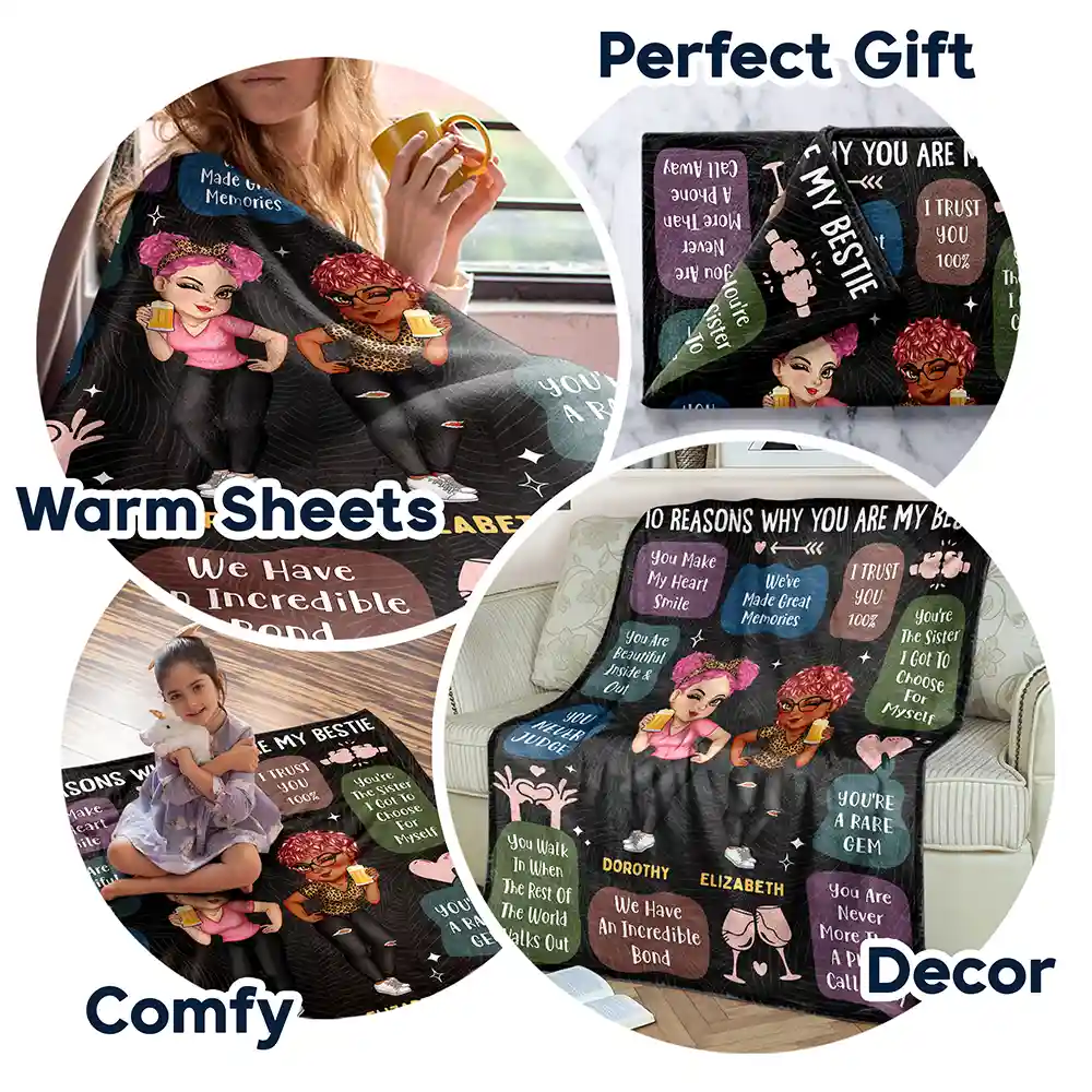 10 Reasons Why You Are My Bestie - Personalized Fleece Blanket, Sherpa Blanket - Image 8