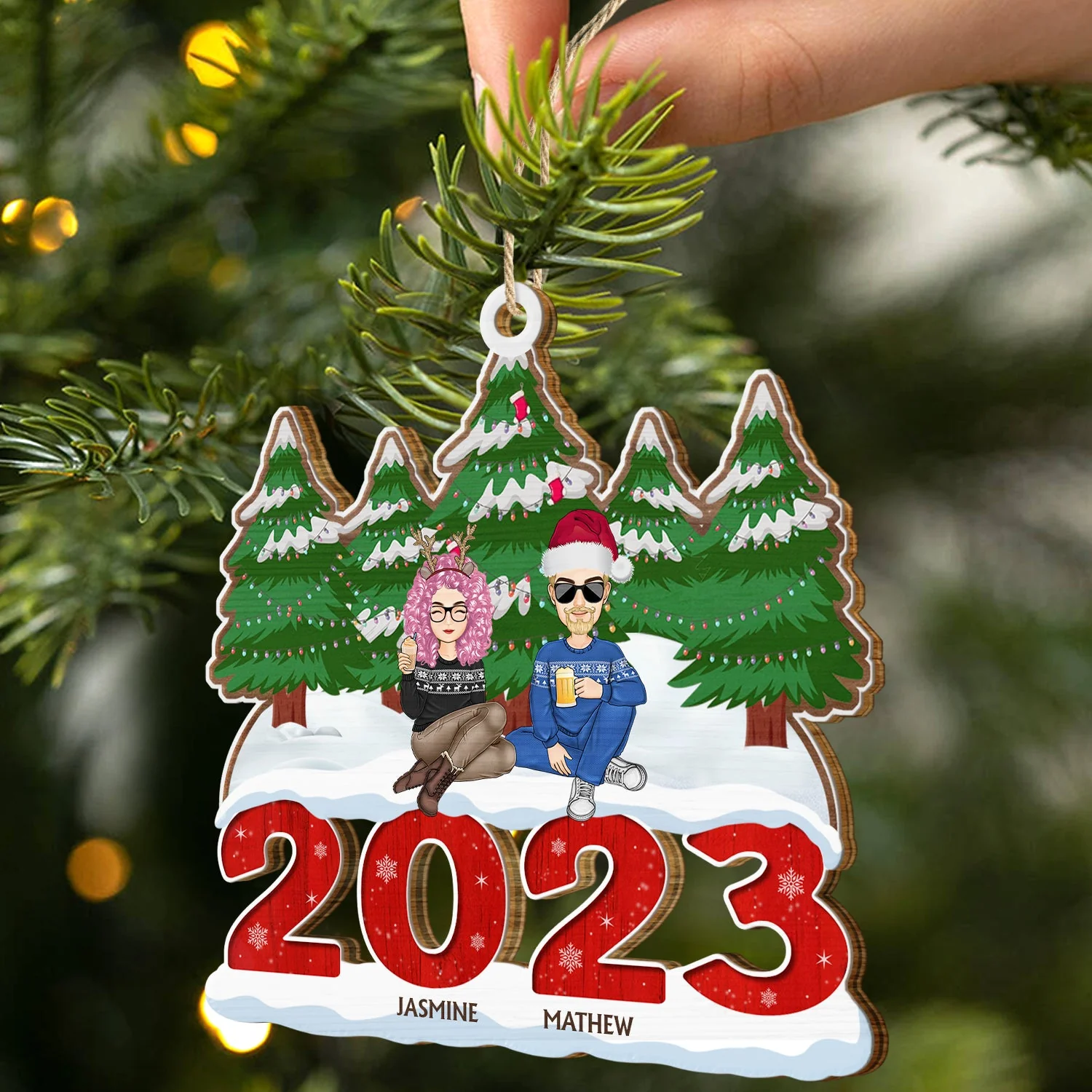 2023 Christmas Gift For Family - Personalized Wooden Cutout Ornament - Image 2
