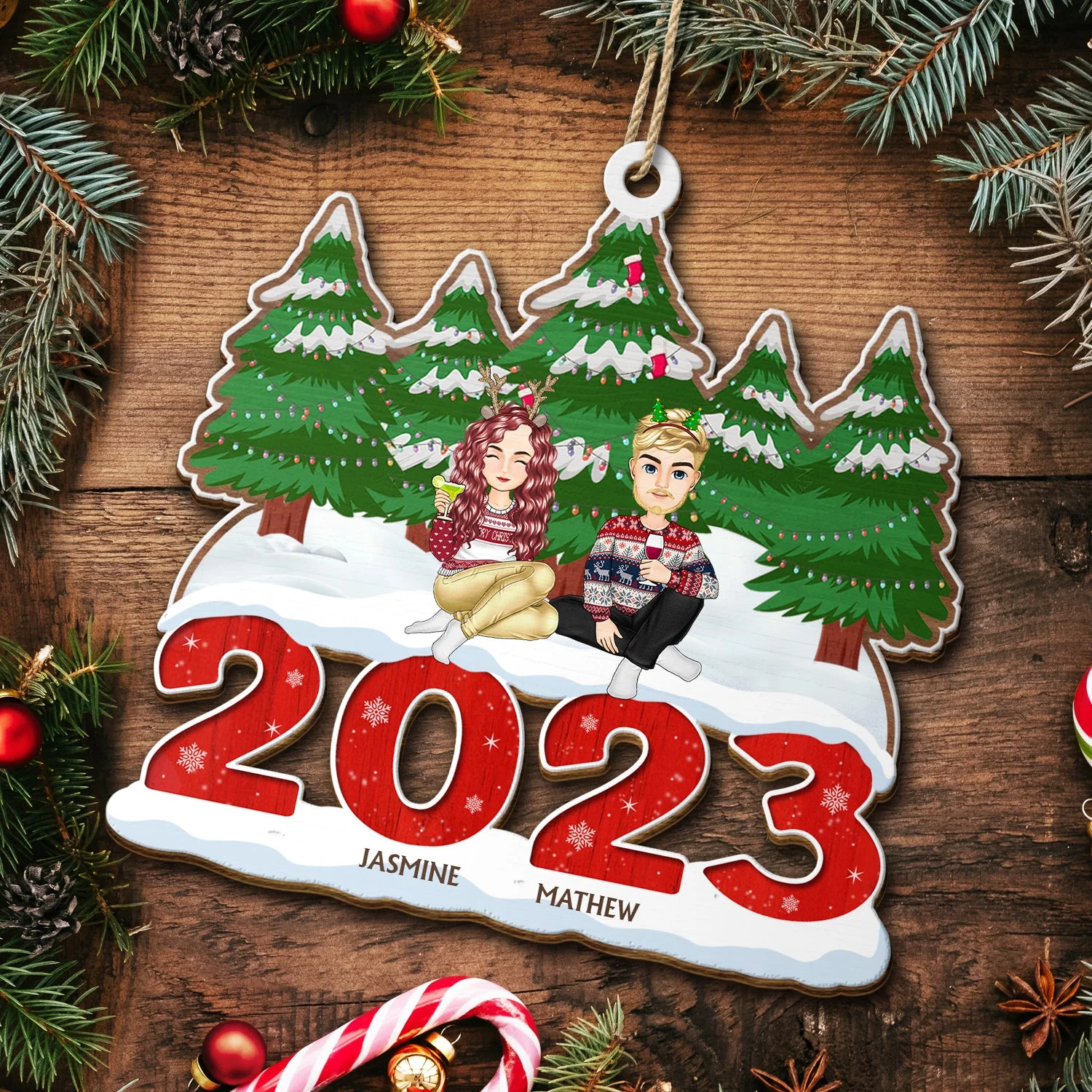 2023 Christmas Gift For Family - Personalized Wooden Cutout Ornament - Image 5