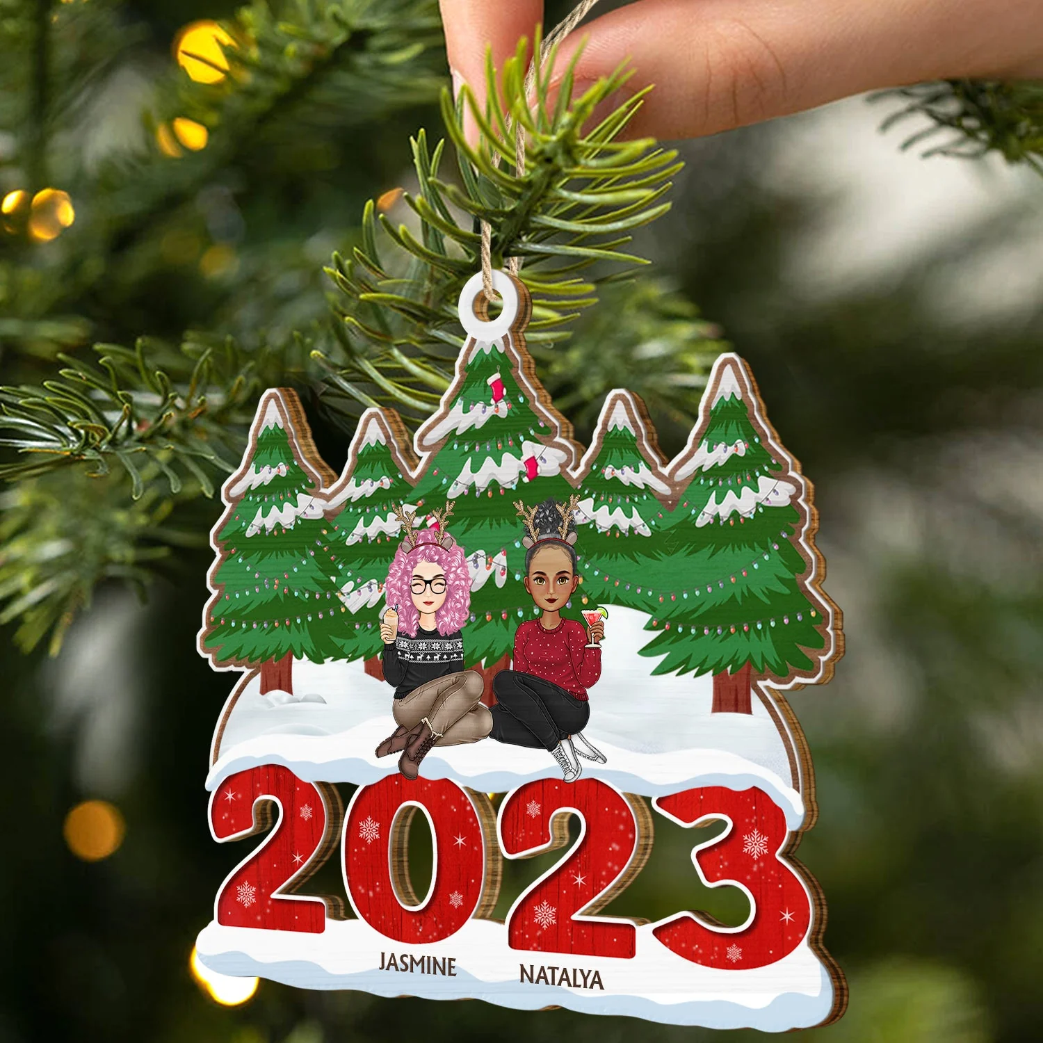 2023 Christmas Gift For Siblings And Besties - Personalized Wooden Cutout Ornament - Image 2
