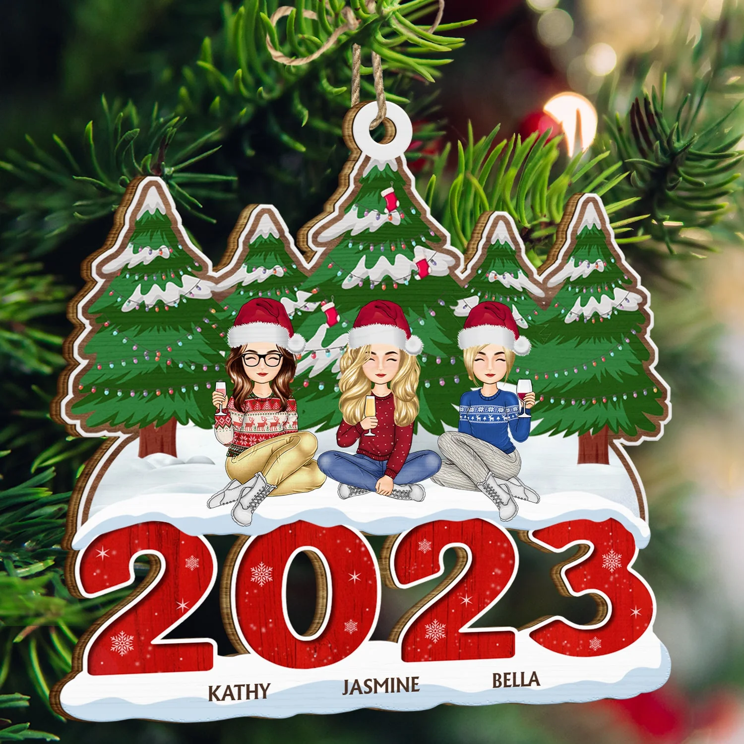2023 Christmas Gift For Siblings And Besties - Personalized Wooden Cutout Ornament - Image 3