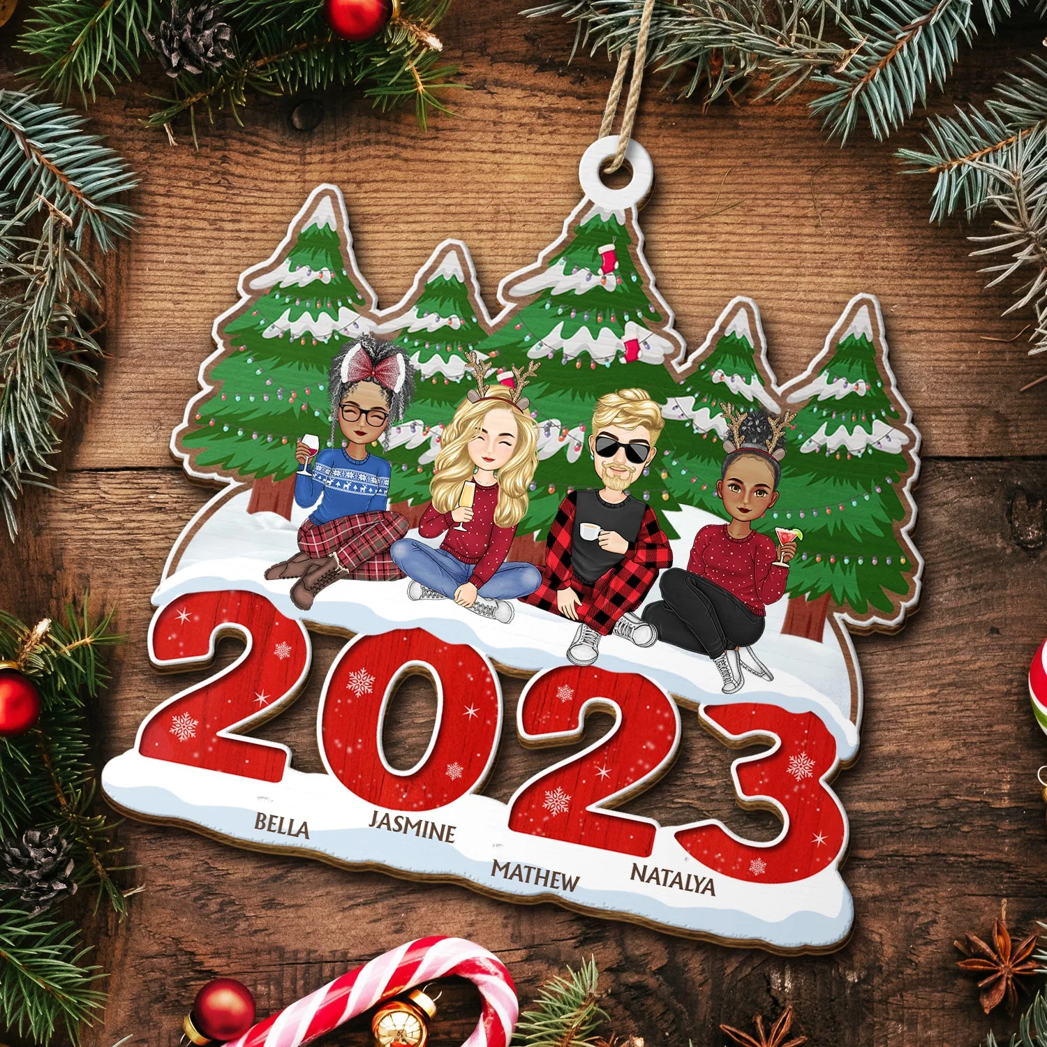 2023 Christmas Gift For Siblings And Besties - Personalized Wooden Cutout Ornament - Image 5