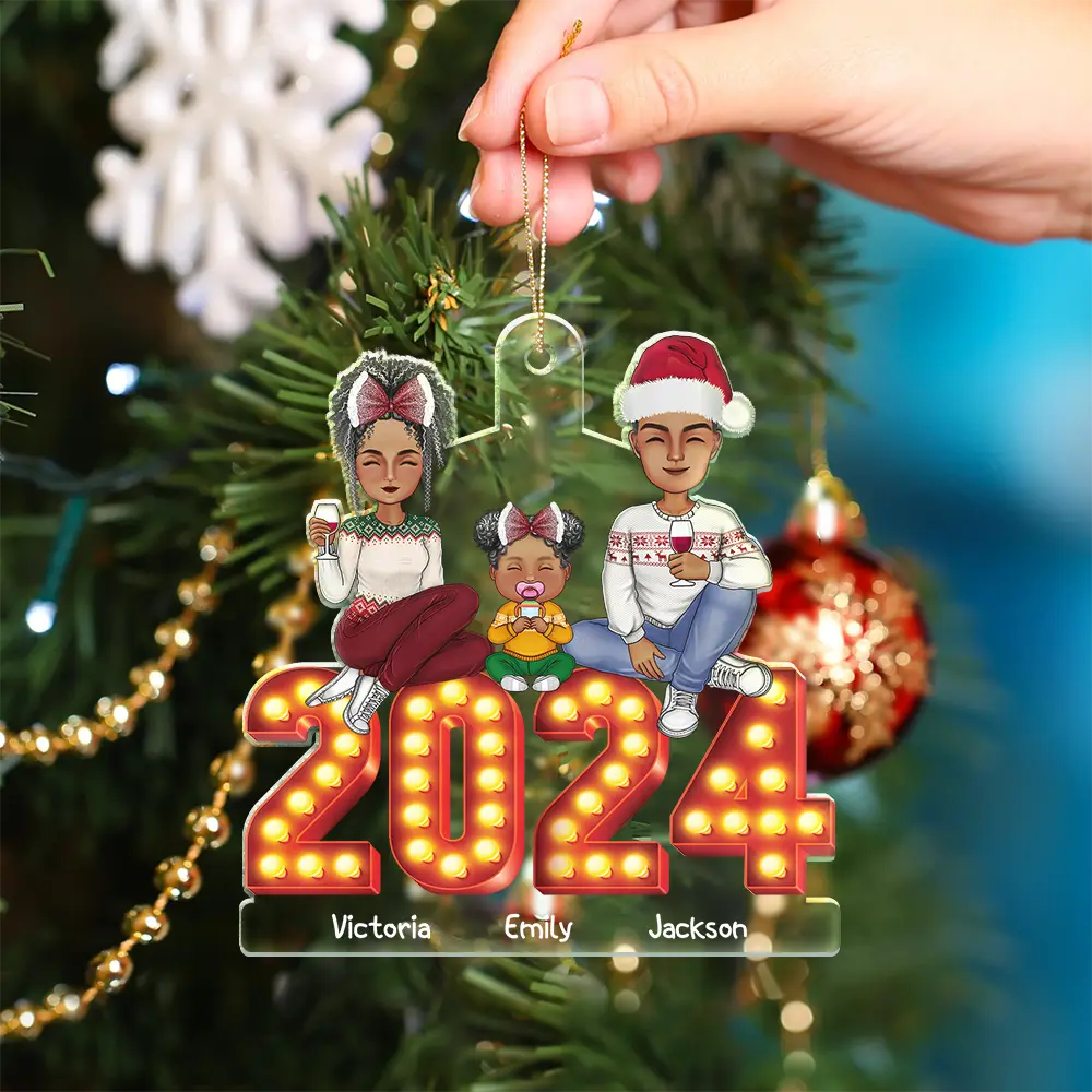 2024 Cartoon Family And Pet Retro Cinema - Personalized Cutout Acrylic Ornament - Image 4