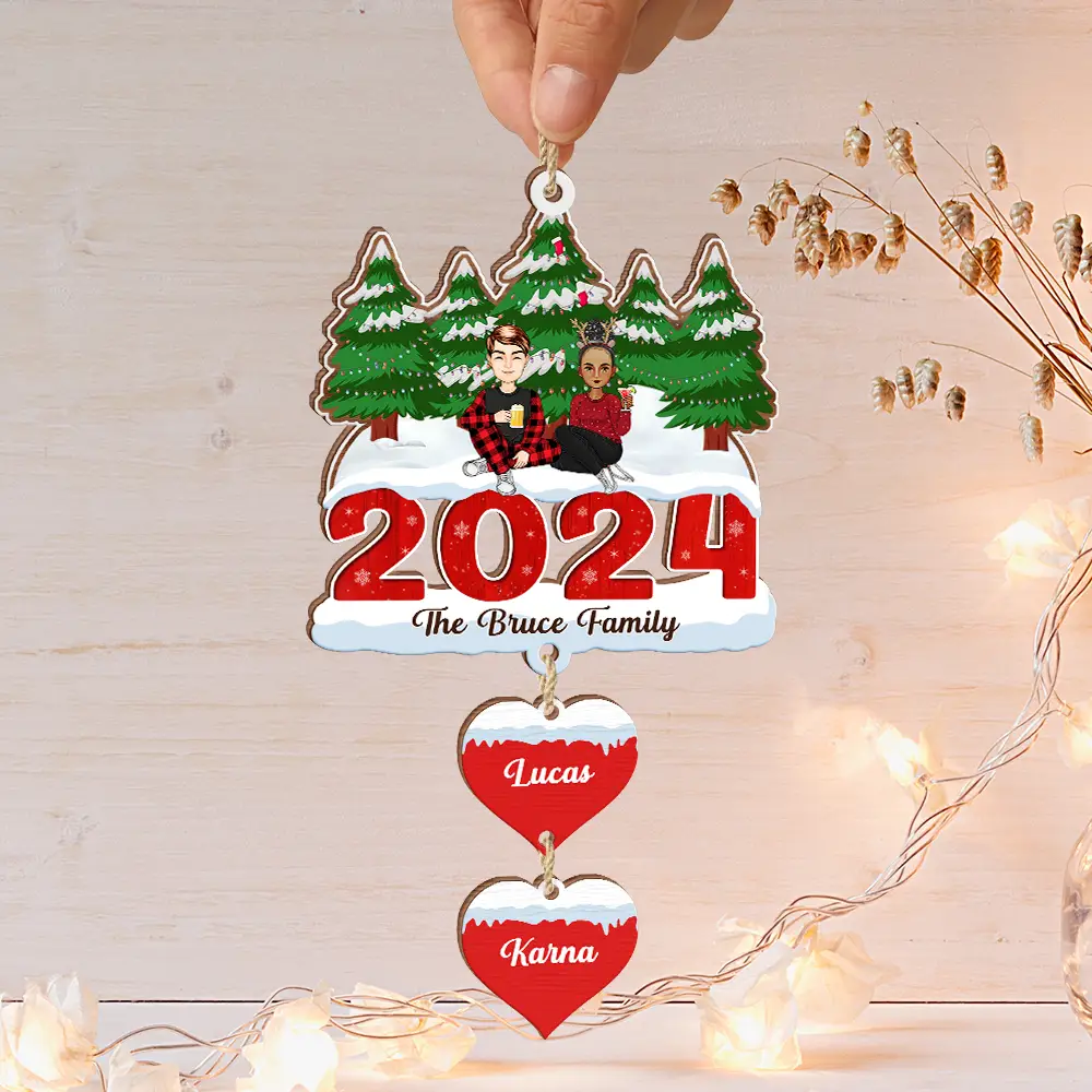 2024 Christmas A Whole Lot Of Love - Personalized Wooden Ornament With Wooden Tag - Image 2