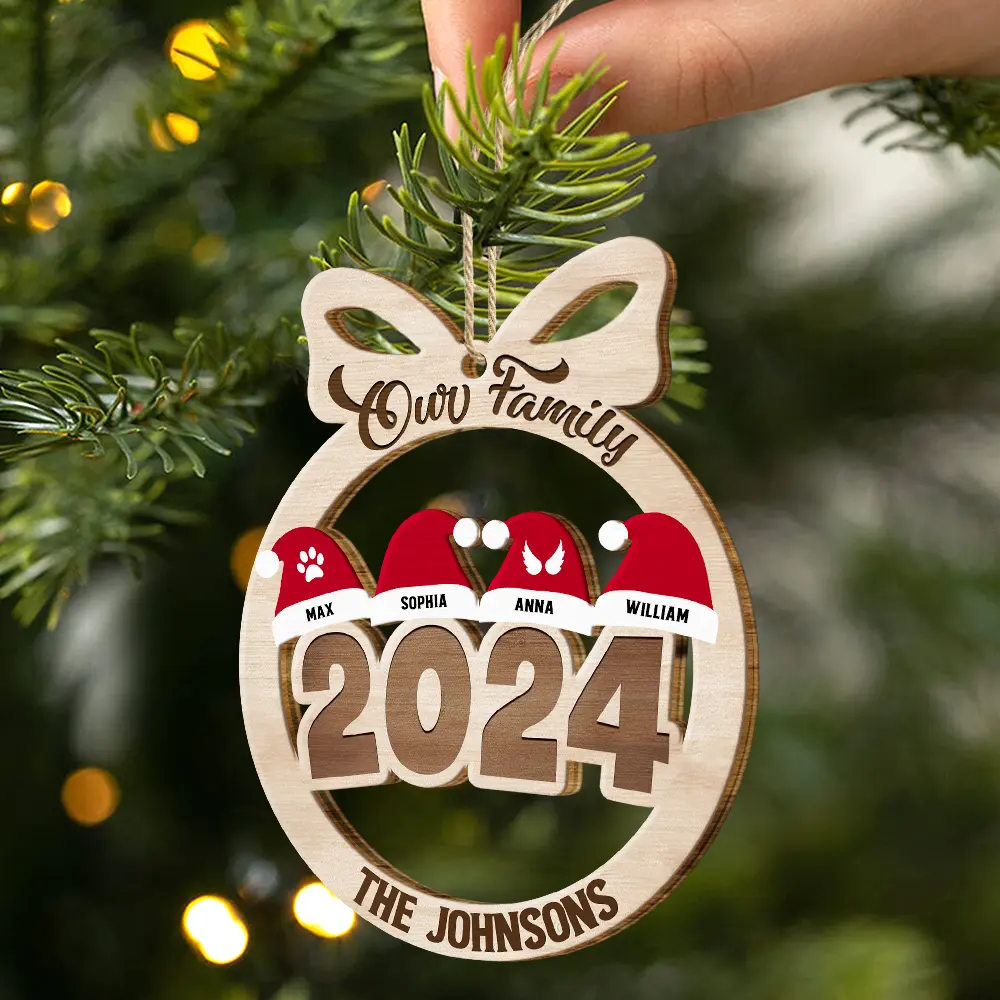 2024 Christmas Our Family - Personalized Wooden Cutout Ornament - Image 2