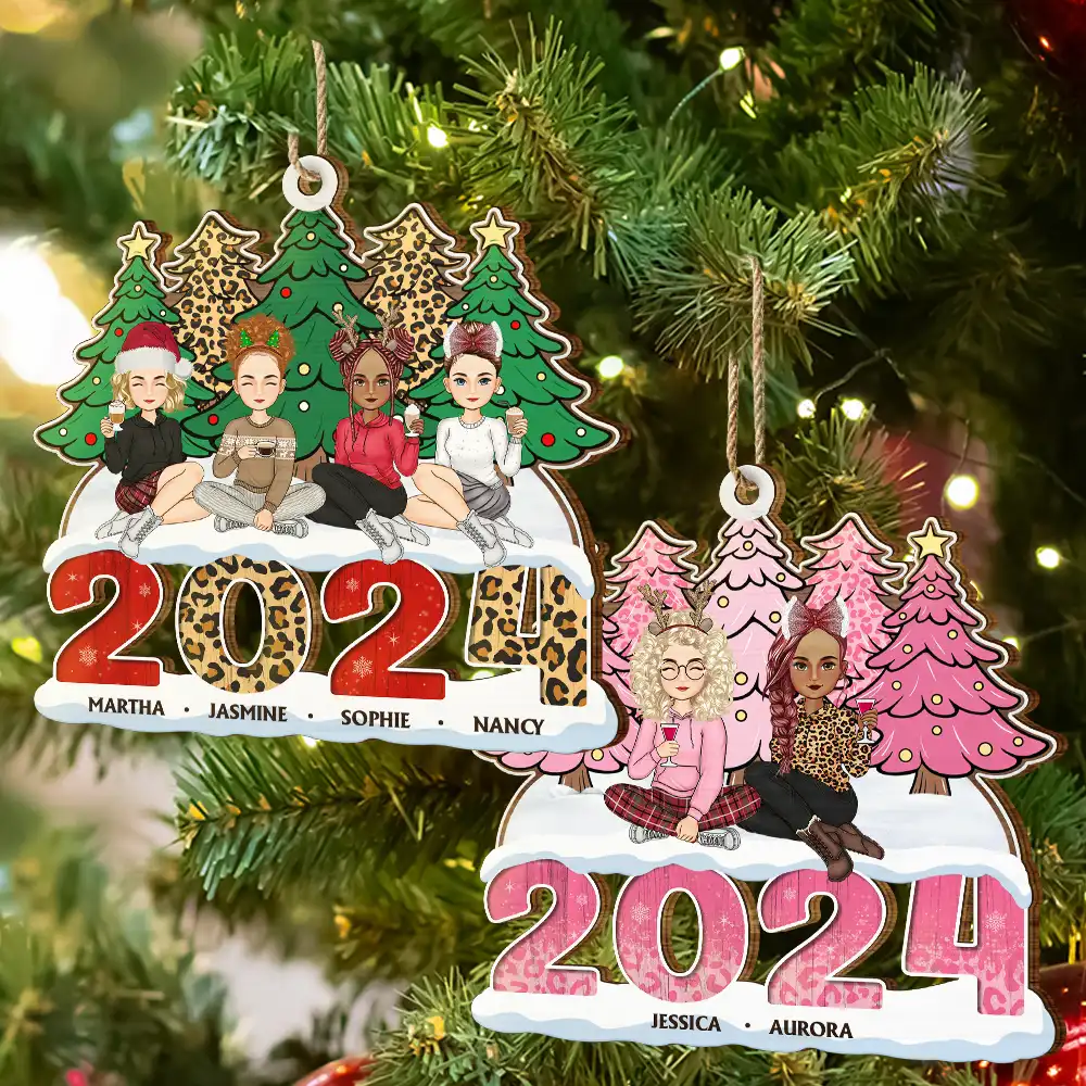 2024 Christmas Sisters Besties Forever - Personalized Wooden Cutout Ornament - Image 6