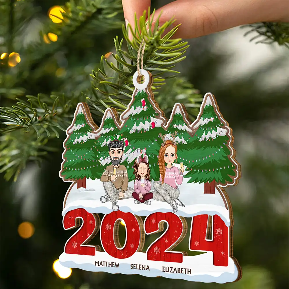2024 Christmas Small Family A Whole Lot Of Love - Personalized Wooden Cutout Ornament - Image 2