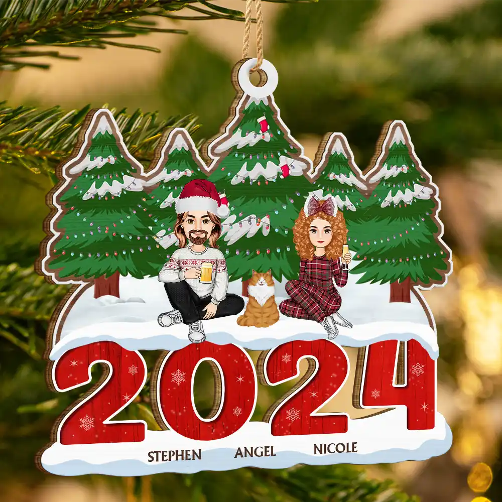 2024 Christmas Small Family A Whole Lot Of Love - Personalized Wooden Cutout Ornament - Image 3
