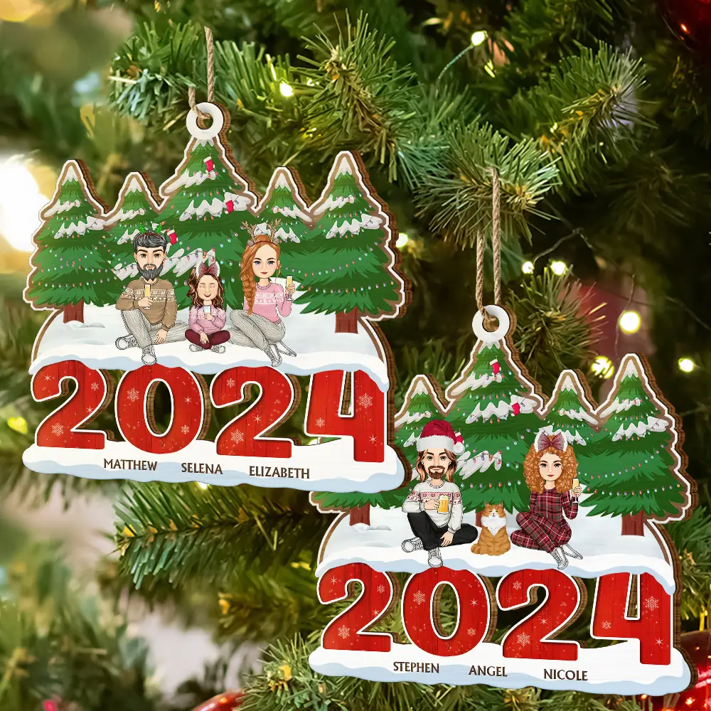 2024 Christmas Small Family A Whole Lot Of Love - Personalized Wooden Cutout Ornament - Image 5