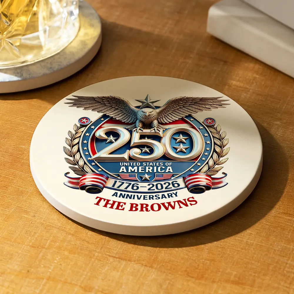 250th Anniversary Eagle US Independence Day - Personalized Ceramic Coaster - Image 2