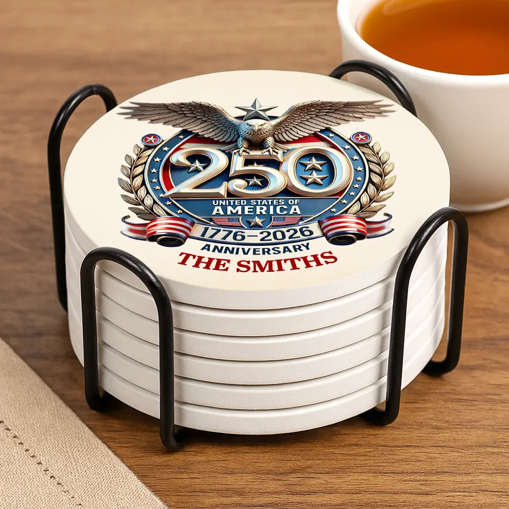 250th Anniversary Eagle US Independence Day - Personalized Ceramic Coaster - Image 6