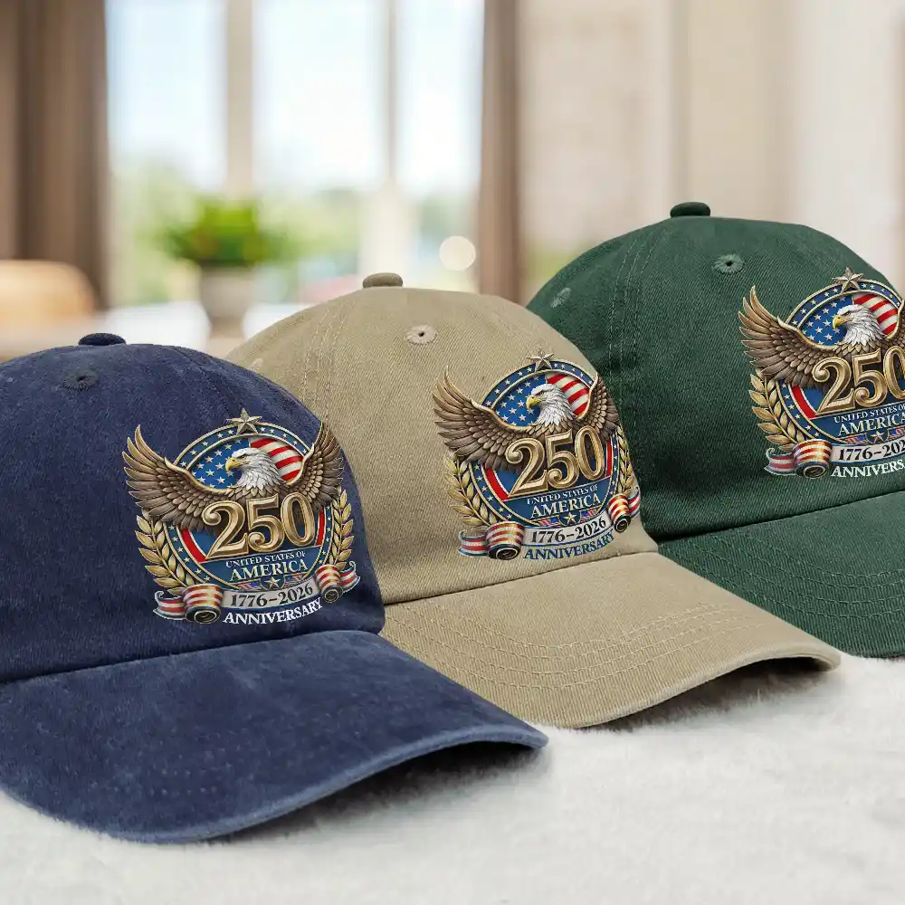 250th Anniversary Eagle US Independence Day - Vintage Washed Denim Cap - Image 3