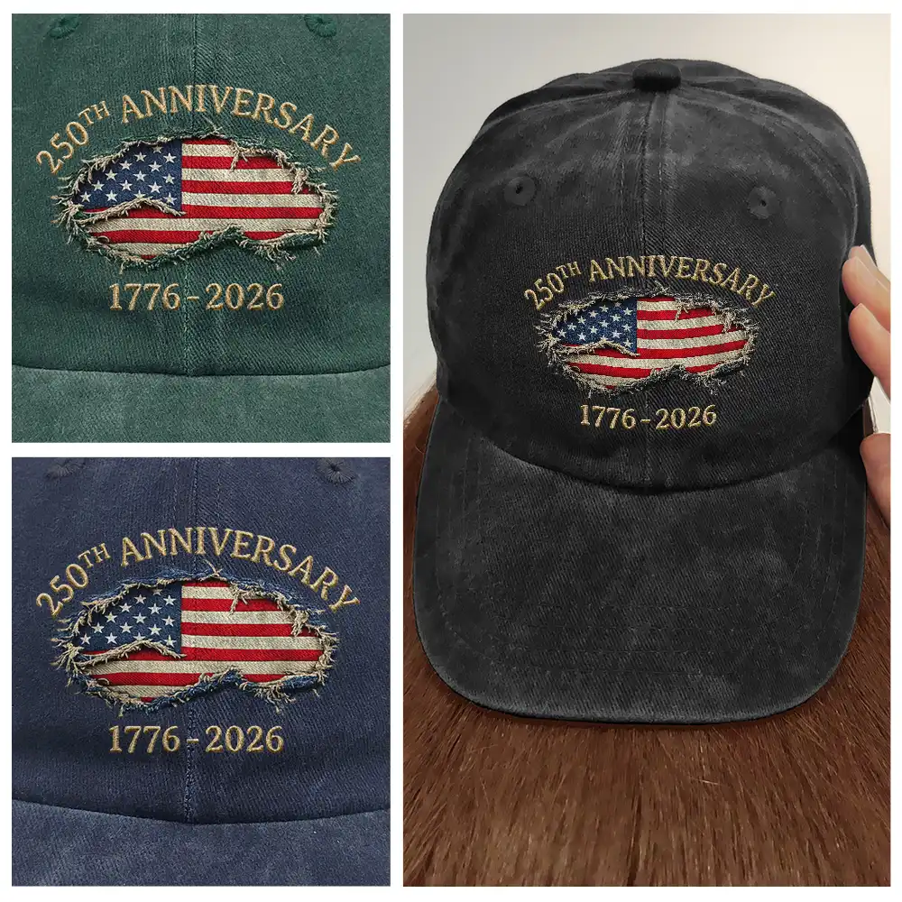 250th Anniversary US Independence Day - Vintage Washed Denim Cap - Image 4
