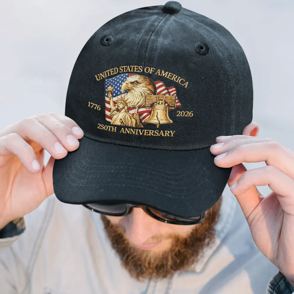 250th Anniversary US Liberty Bell Eagle - Vintage Washed Denim Cap - Image 2
