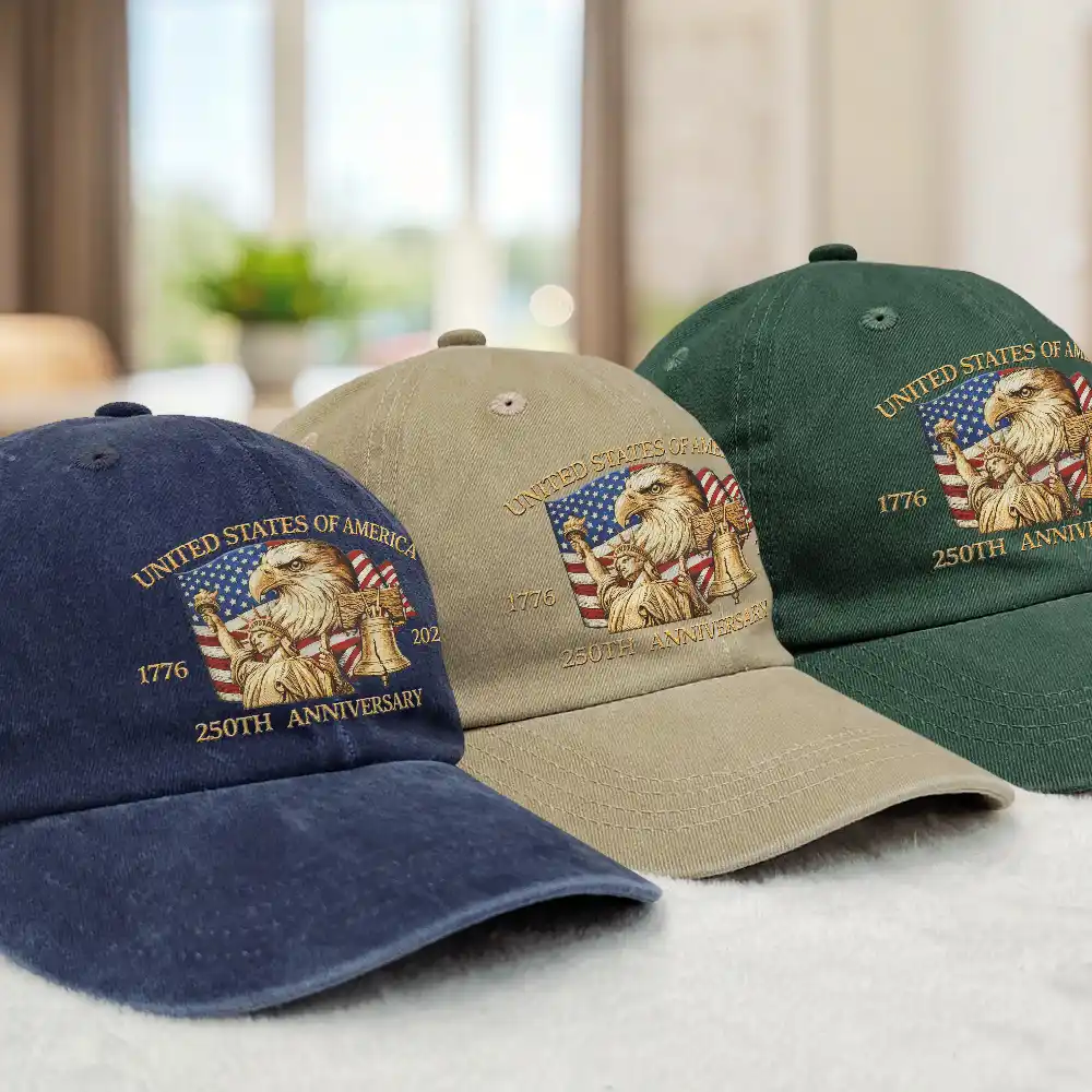 250th Anniversary US Liberty Bell Eagle - Vintage Washed Denim Cap - Image 3