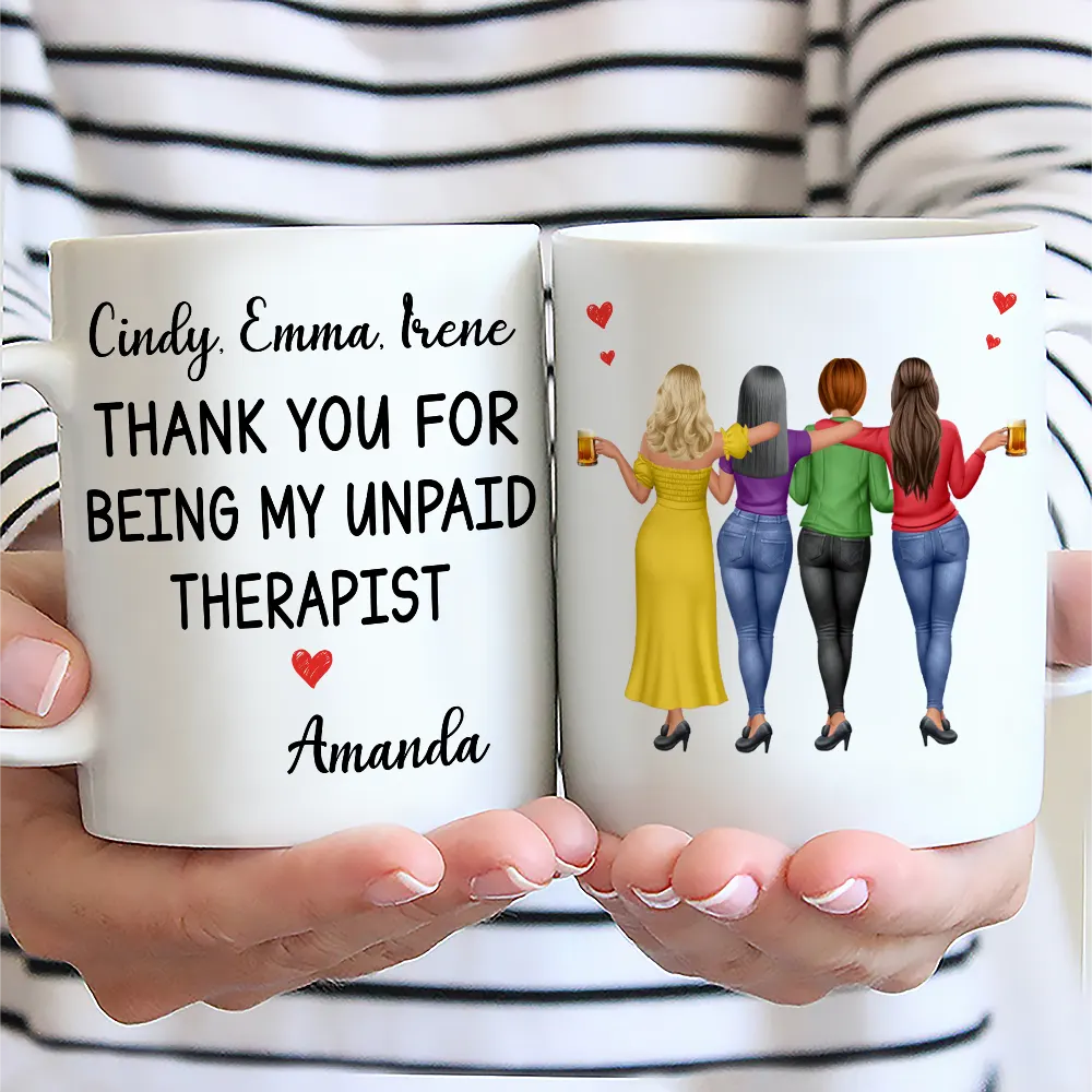3D Besties Thank You For Being My Unpaid Therapist - Personalized Mug - Image 2