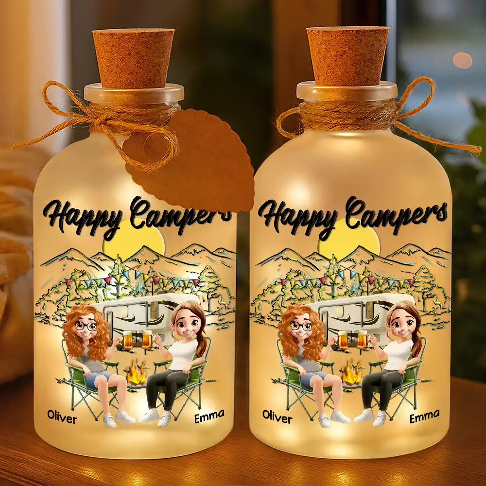 3D Couple Making Memories One Campsite - Personalized Short Bottle Light - Image 3