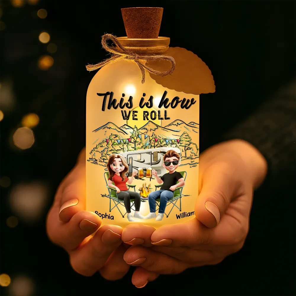 3D Couple Making Memories One Campsite - Personalized Short Bottle Light - Image 4
