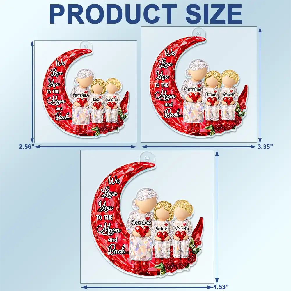 3D Crystal Effect I Love You To The Moon And Back - Personalized Acrylic Car Hanger - Image 4