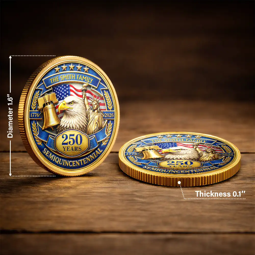 3D Effect 250 Years Semiquincentennial - Personalized Commemorative Keepsake Coin - Image 3