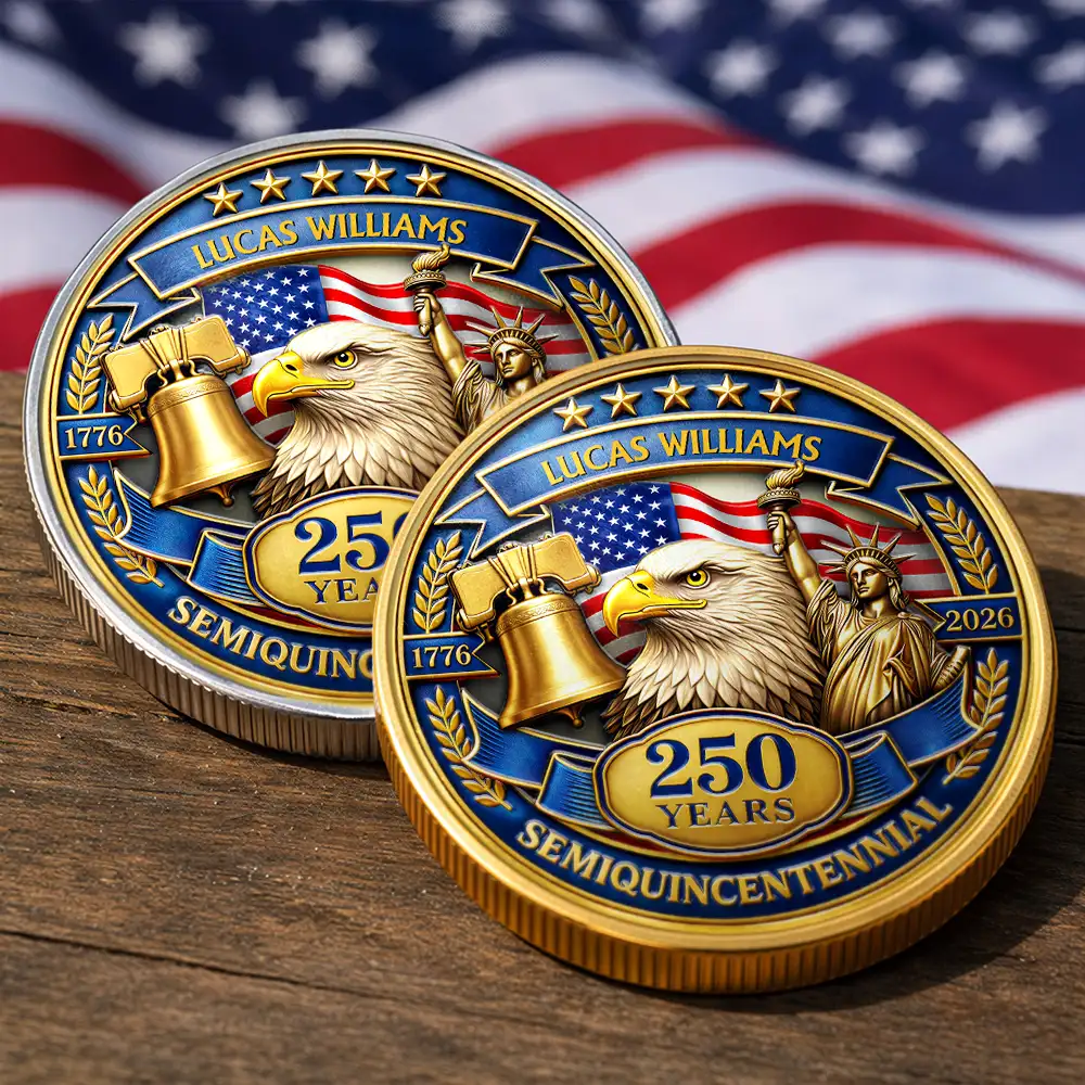 3D Effect 250 Years Semiquincentennial - Personalized Commemorative Keepsake Coin - Image 4