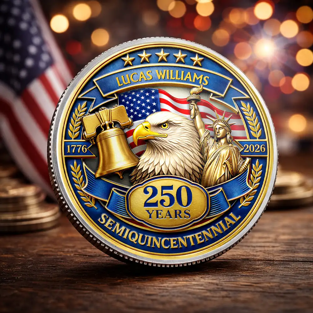3D Effect 250 Years Semiquincentennial - Personalized Commemorative Keepsake Coin - Image 6