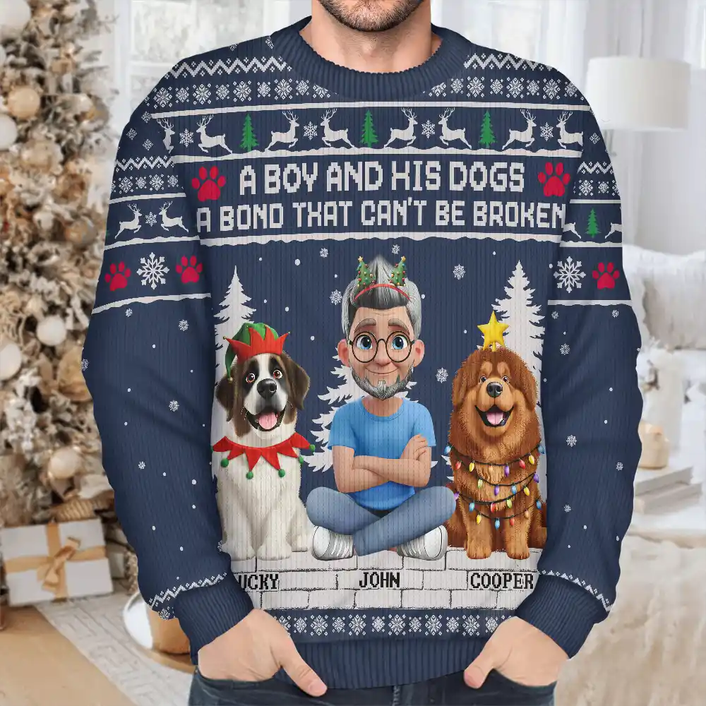 3D Effect A Girl And Her Dog - Personalized Unisex Ugly Sweater - Image 4