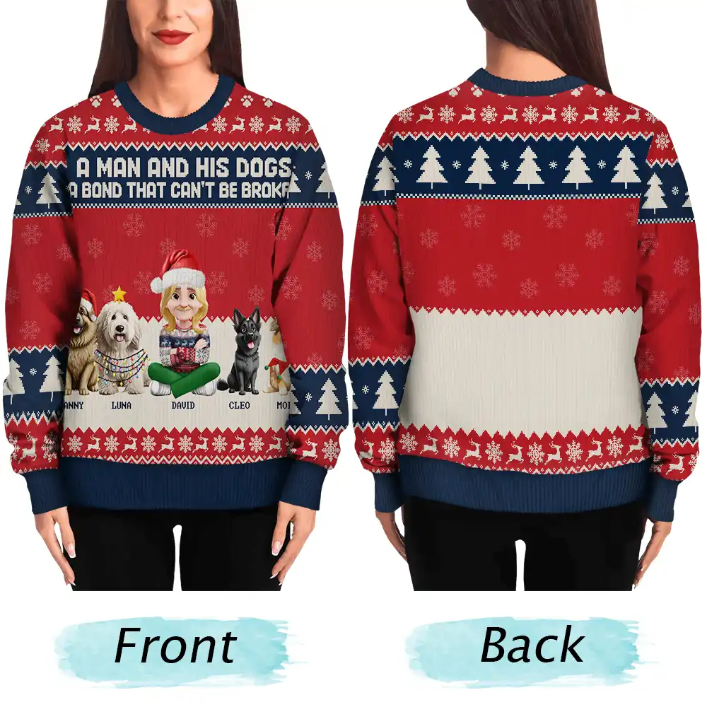3D Effect A Man And His Dog A Bond That Can't Be Broken - Personalized Unisex Ugly Sweater - Image 5