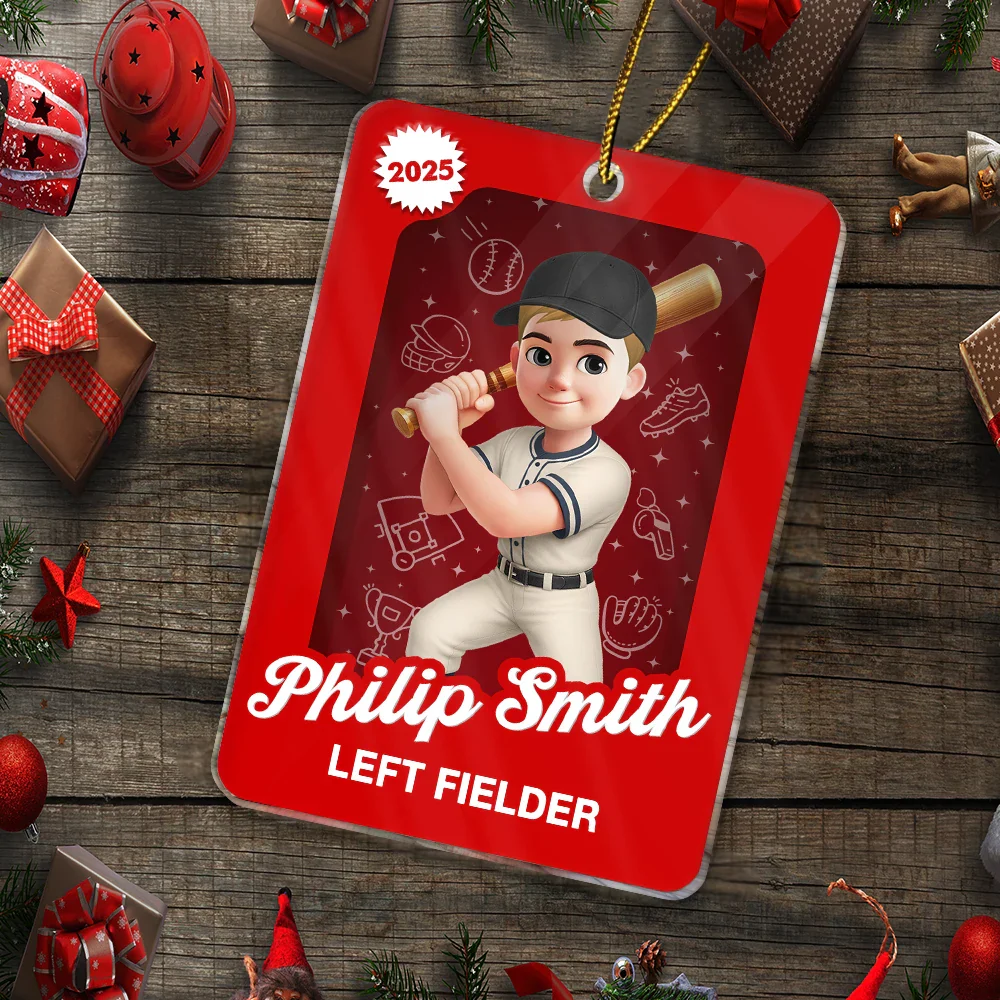 3D Effect Baseball Girl Boy Toy Box - Personalized Custom Shaped Acrylic Ornament - Image 5