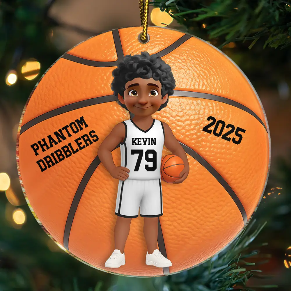 3D Effect Basketball Girl Boy - Personalized Custom Shaped Acrylic Ornament - Image 3
