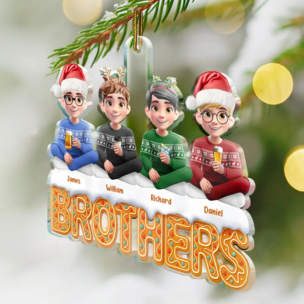 3D Effect Besties Christmas Gingerbread - Personalized Custom Shaped Acrylic Ornament - Image 2