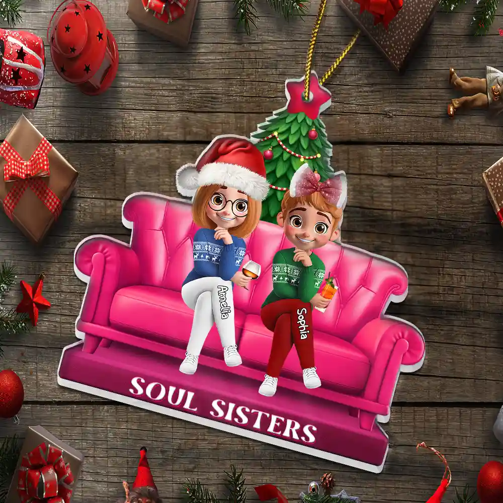3D Effect Besties Forever Christmas - Personalized Custom Shaped Acrylic Ornament - Image 5