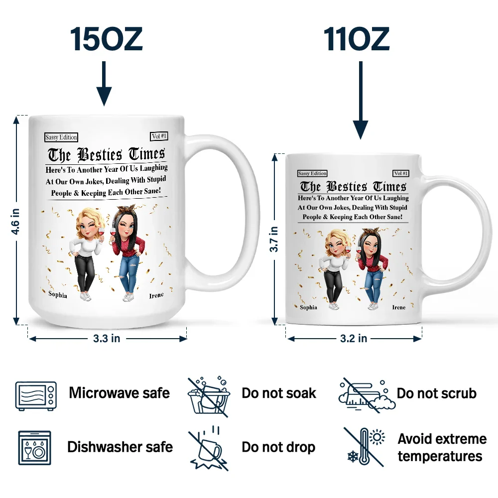 3D Effect Besties Here's To Another Year Of Us - Personalized Mug - Image 4