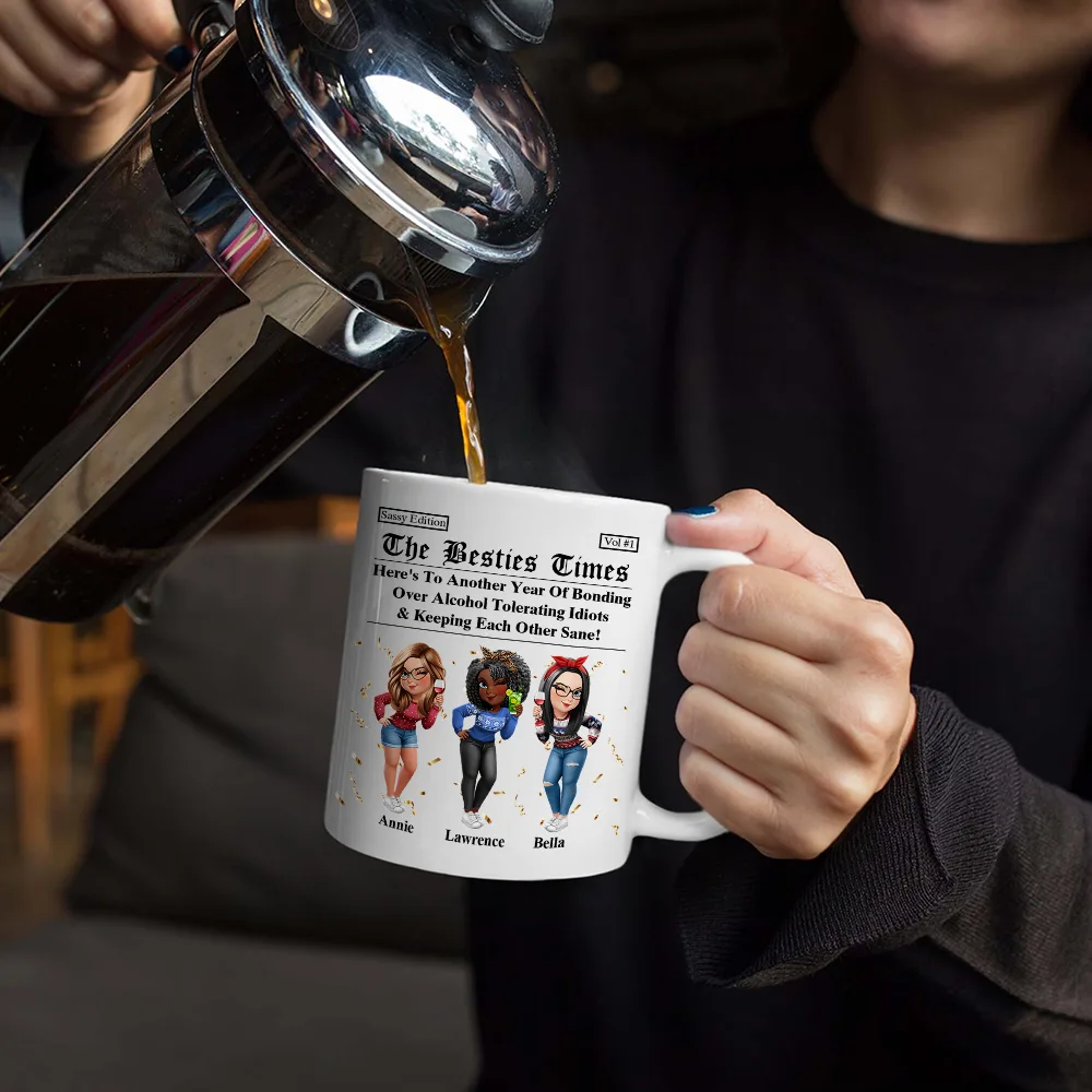 3D Effect Besties Here's To Another Year Of Us - Personalized Mug - Image 5