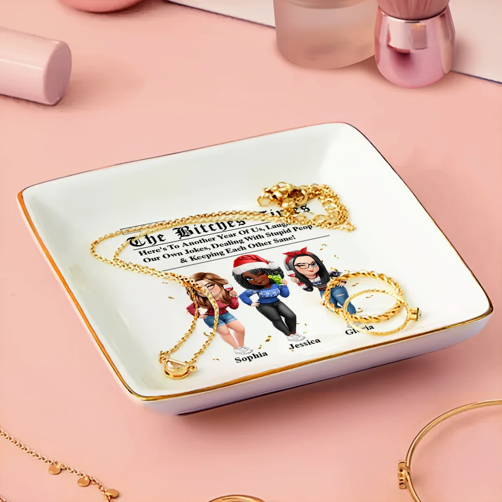 3D Effect Besties Here's To Another Year Of Us - Personalized Ring Dish - Image 3