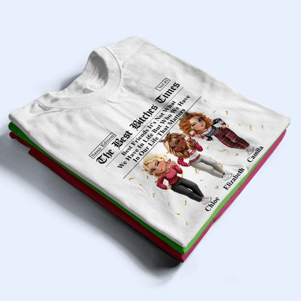 3D Effect Besties Here's To Another Year Of Us - Personalized T Shirt - Image 3