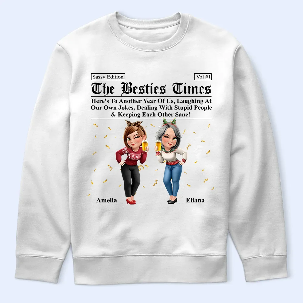 3D Effect Besties Here's To Another Year Of Us - Personalized T Shirt - Image 5