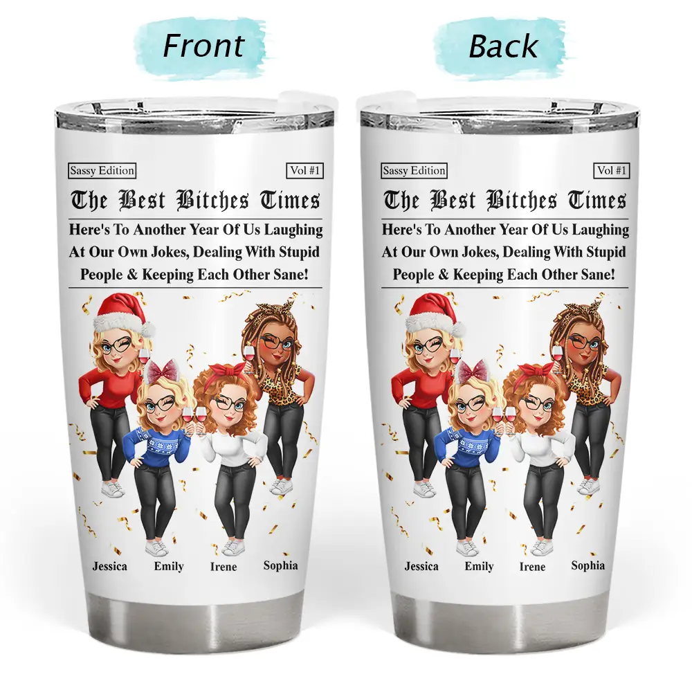 3D Effect Besties Here's To Another Year Of Us - Personalized Tumbler - Image 3