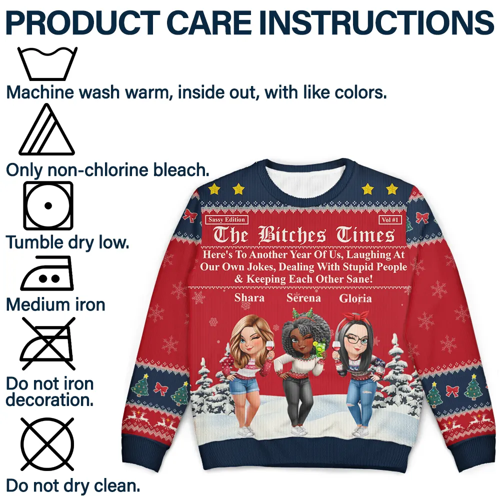3D Effect Besties Here's To Another Year Of Us - Personalized Unisex Ugly Sweater - Image 7