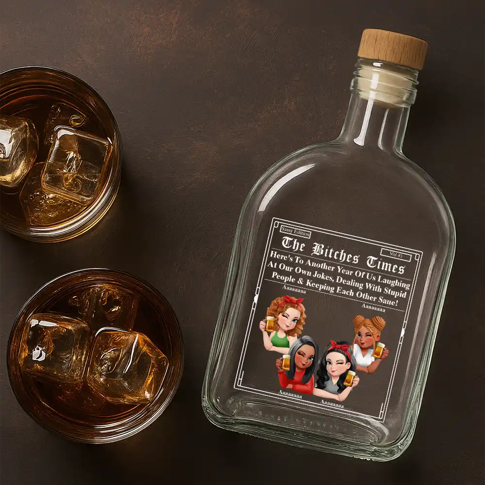 3D Effect Besties Here's To Another Year Of Us - Personalized Whiskey Bottle - Image 4