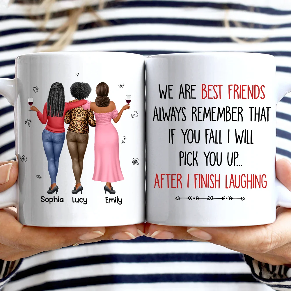 3D Effect Besties If You Fall I Will Pick You Up - Personalized Mug - Image 2
