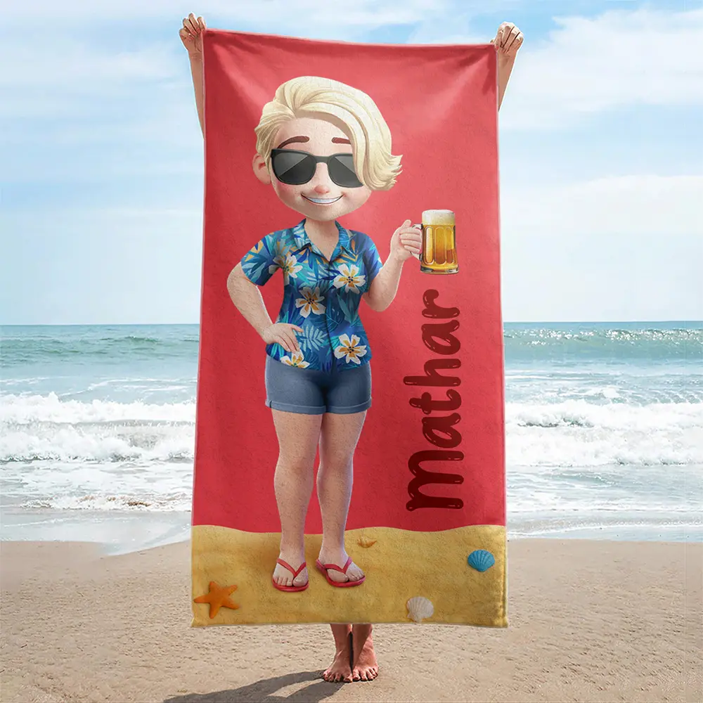 3D Effect Besties Summer - Personalized Beach Towel - Image 2